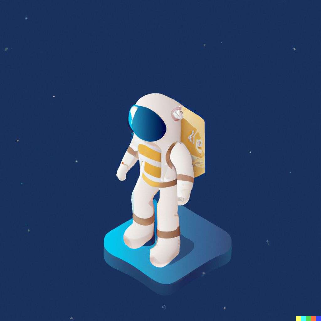 an astronaut, isometric art